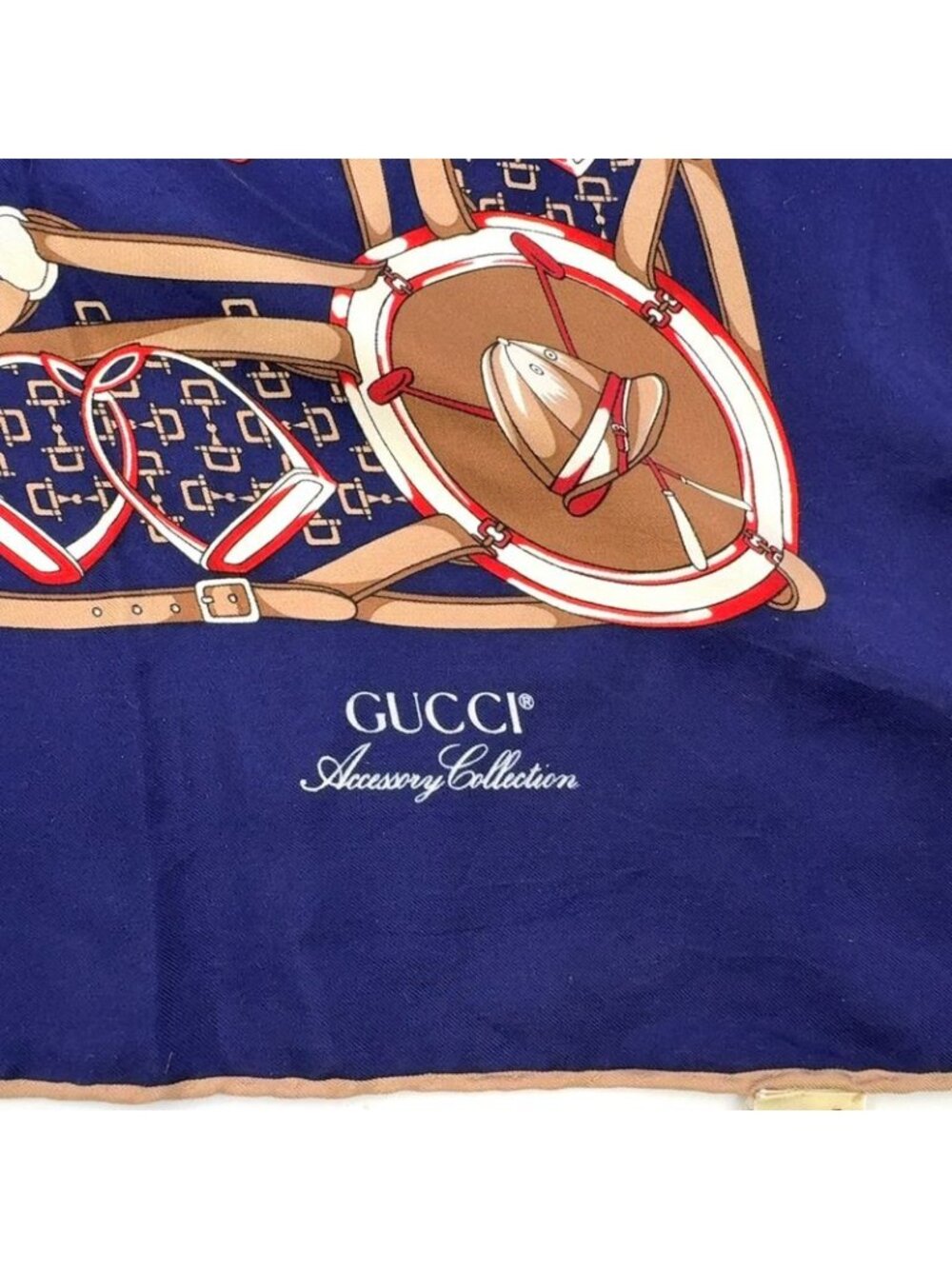 ★SOLD★ Gucci Collection Line Silk Navy Scarf - Picture 4 of 10